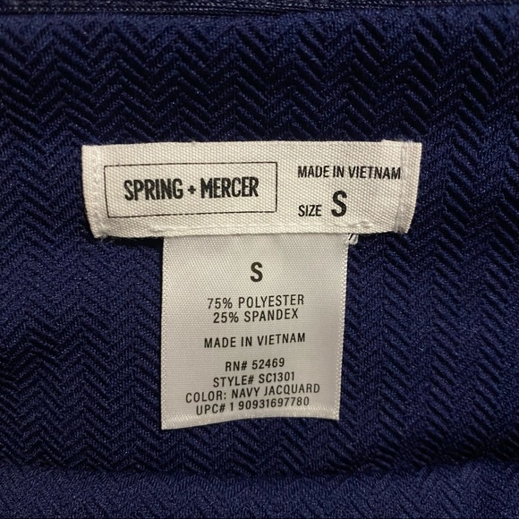 Spring + Mercer Blue Herringbone Stretch Pull On Trouser Leggings - Picture 4 of 4